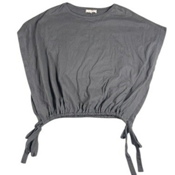 Eri + Ali Tops - Eri + Ali Top Womens Medium Gray Side Tie Cinched Hem Cotton Blouse